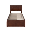 Nantucket Twin XL Wood Platform Bed with Footboard and Storage Drawers in Walnut