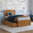 Madison Queen Wood Platform Bed with Footboard & Storage Drawers in Light Toffee