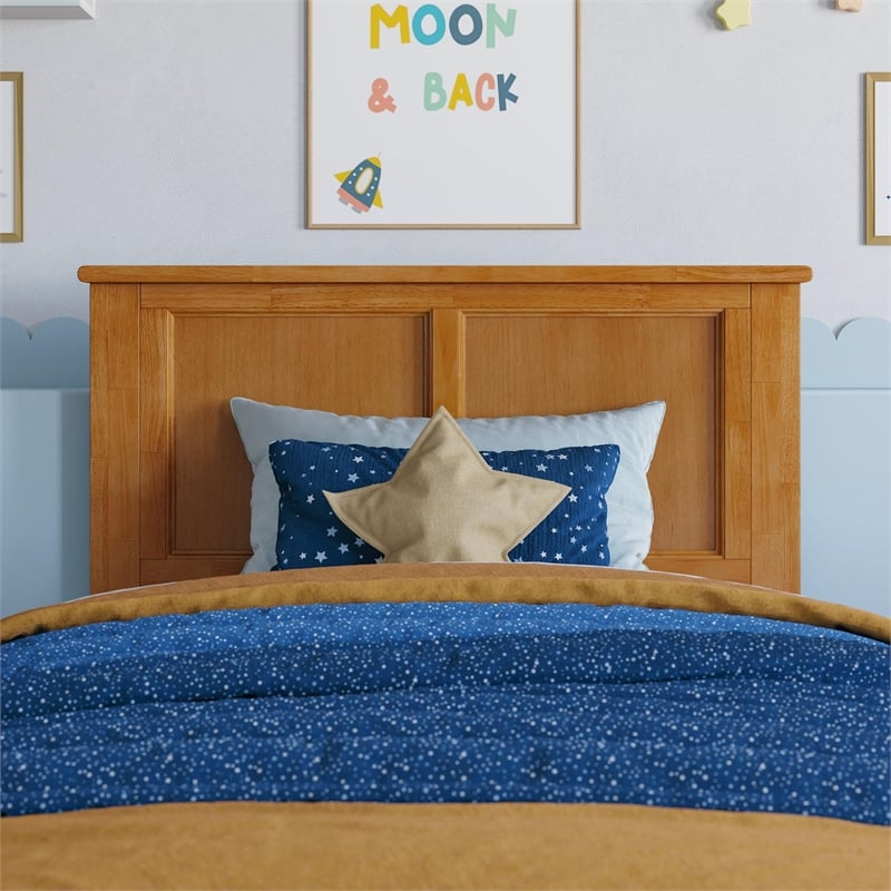 Madison Queen Wood Platform Bed with Footboard & Storage Drawers in Light Toffee