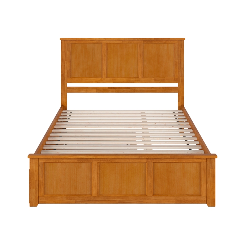 Madison Queen Platform Bed with Matching Footboard & Trundle in Light Toffee