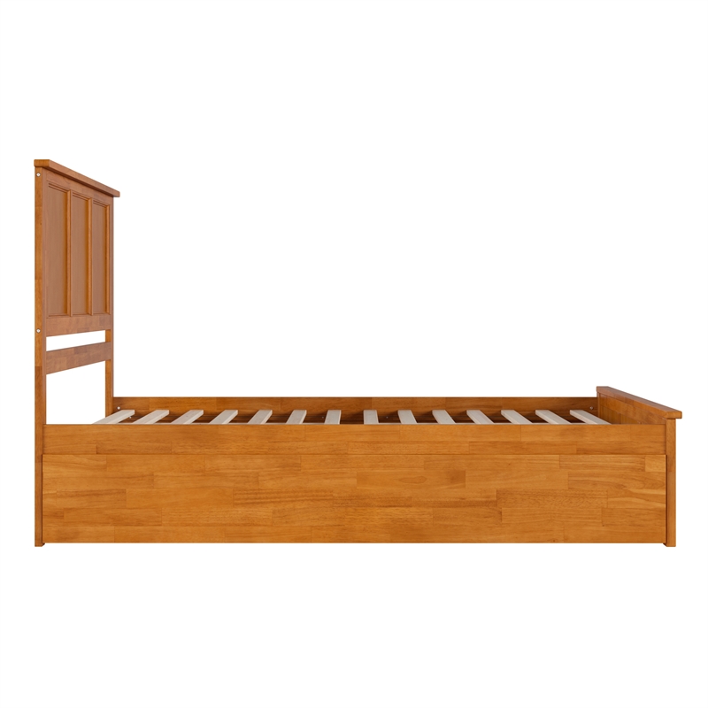 Madison Queen Platform Bed with Matching Footboard & Trundle in Light Toffee