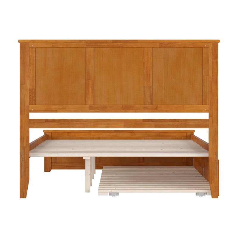 Madison Queen Platform Bed with Matching Footboard & Trundle in Light Toffee