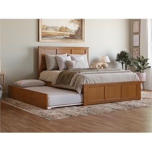 Madison Queen Platform Bed with Matching Footboard & Trundle in Light Toffee