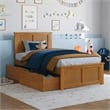 Madison Queen Platform Bed with Matching Footboard and Drawers in Light Toffee