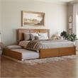 Madison King Wood Platform Bed with Footboard and Trundle in Light Toffee