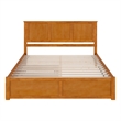 Madison King Wood Platform Bed with Footboard and Trundle in Light Toffee