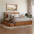 Madison King Wood Platform Bed with Footboard & Storage Drawers in Light Toffee