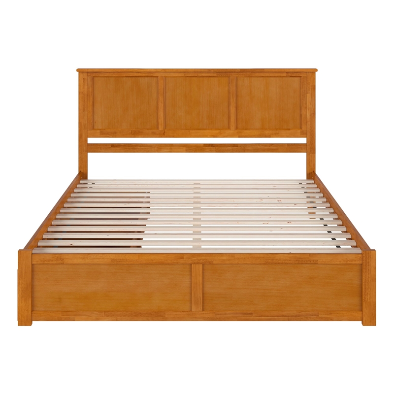 Madison King Wood Platform Bed with Footboard & Storage Drawers in Light Toffee