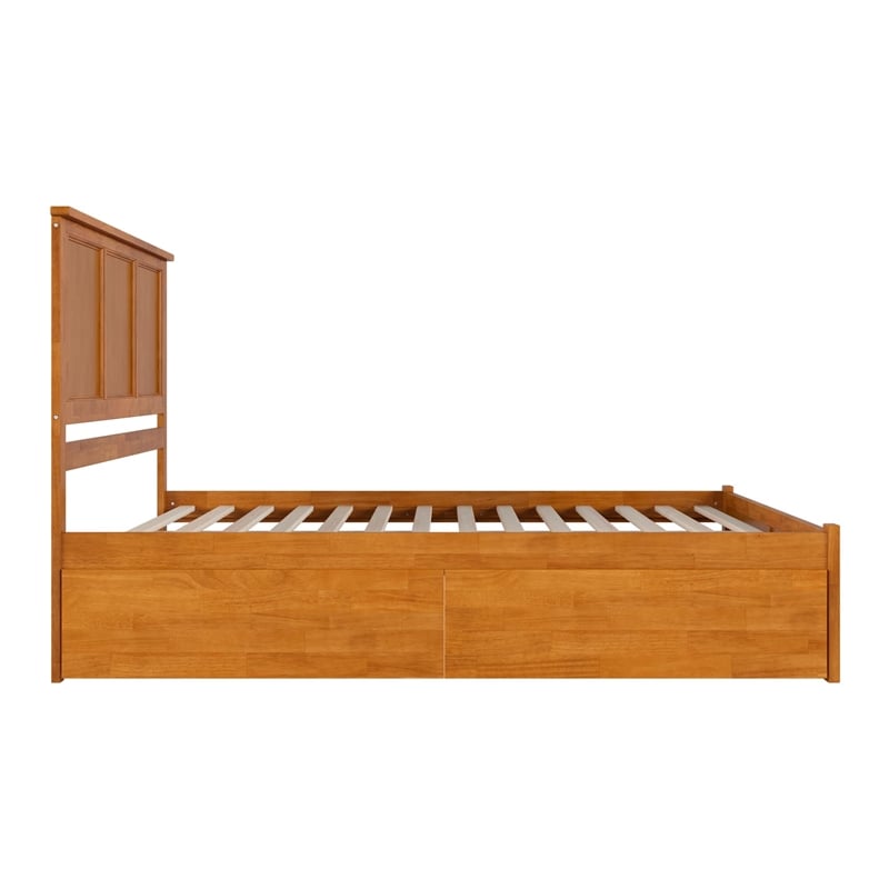 Madison King Wood Platform Bed with Footboard & Storage Drawers in Light Toffee