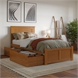 Nantucket Twin XL Wood Platform Bed with Footboard and Drawers in Light Toffee