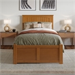 Nantucket Twin XL Wood Platform Bed with Footboard and Drawers in Light Toffee