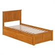 Nantucket Twin XL Wood Platform Bed with Footboard and Drawers in Light Toffee