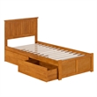 Nantucket Twin XL Wood Platform Bed with Footboard and Drawers in Light Toffee