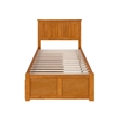 Nantucket Twin XL Wood Platform Bed with Footboard and Drawers in Light Toffee