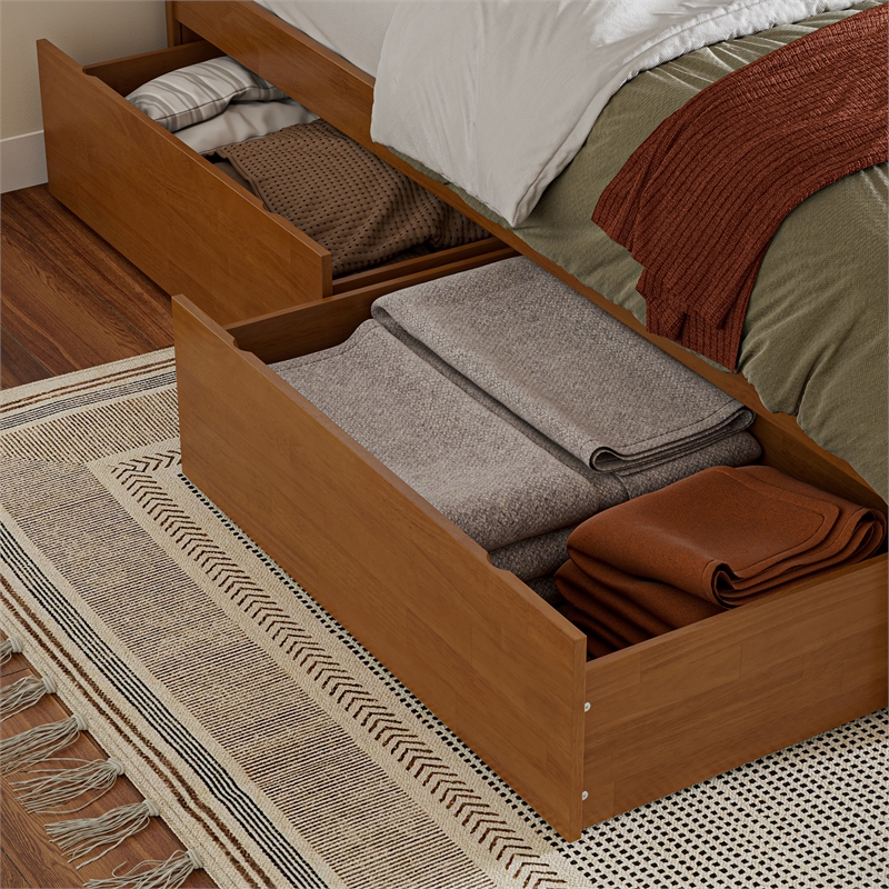 Nantucket Twin XL Platform Bed with Matching Footboard & Drawers in Light Toffee