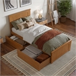 Nantucket Twin XL Platform Bed with Matching Footboard & Drawers in Light Toffee