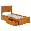 Nantucket Twin XL Platform Bed with Matching Footboard & Drawers in Light Toffee