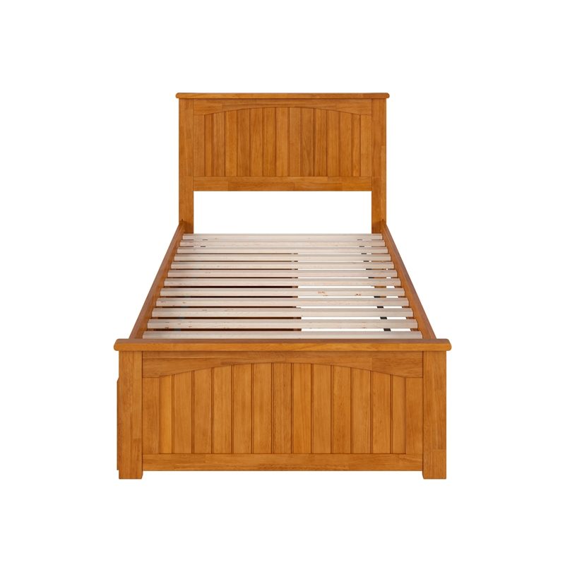 Nantucket Twin XL Platform Bed with Matching Footboard & Drawers in Light Toffee