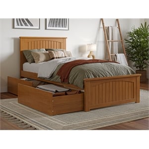 Nantucket Twin XL Platform Bed with Matching Footboard & Drawers in Light Toffee