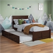 Nantucket Twin Wood Platform Bed with Footboard and Twin Trundle in Walnut