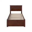 Nantucket Twin Wood Platform Bed with Footboard and Twin Trundle in Walnut