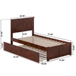 Nantucket Twin Wood Platform Bed with Footboard and Twin Trundle in Walnut