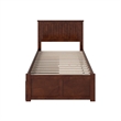 Nantucket Twin Wood Platform Bed with Footboard and Storage Drawers in Walnut