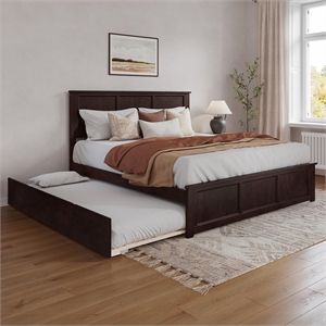 Madison King Wood Platform Bed with Matching Footboard & Trundle in Espresso