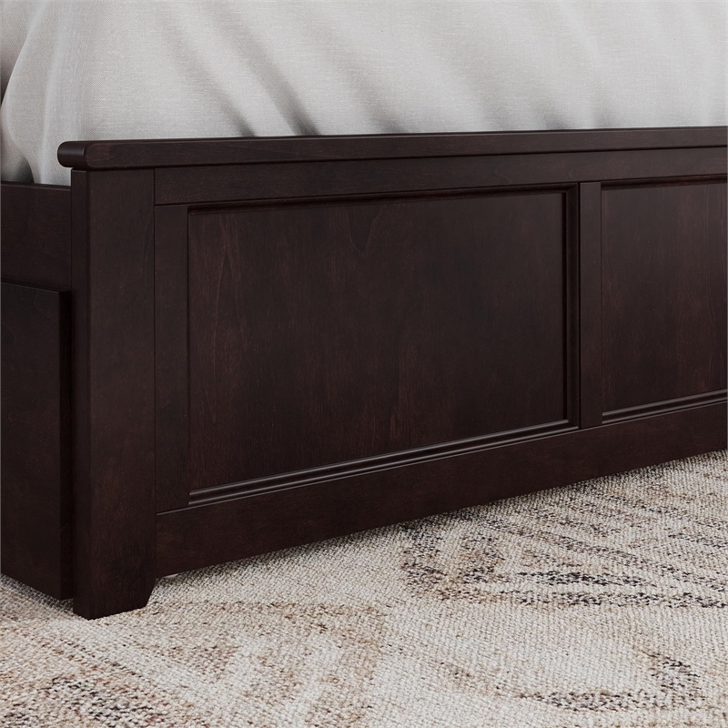 Madison King Wood Platform Bed with Matching Footboard & Trundle in Espresso