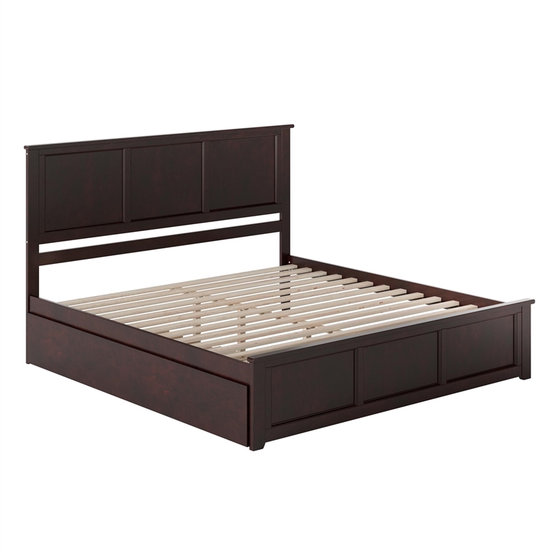 Madison King Wood Platform Bed with Matching Footboard & Trundle in Espresso