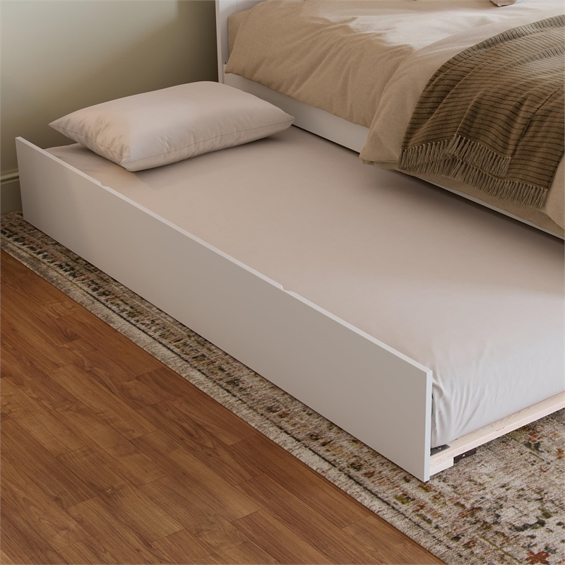Madison King Wood Platform Bed with Matching Footboard and Trundle in White
