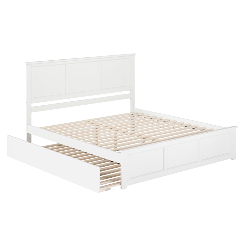 Madison King Wood Platform Bed with Matching Footboard and Trundle in White