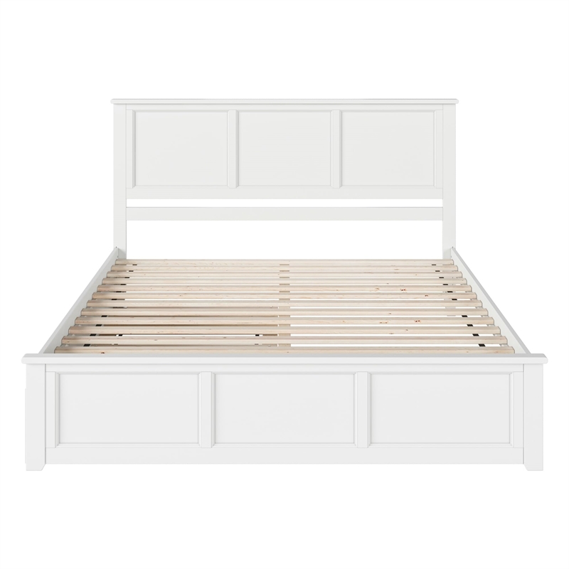 Madison King Wood Platform Bed with Matching Footboard and Trundle in White