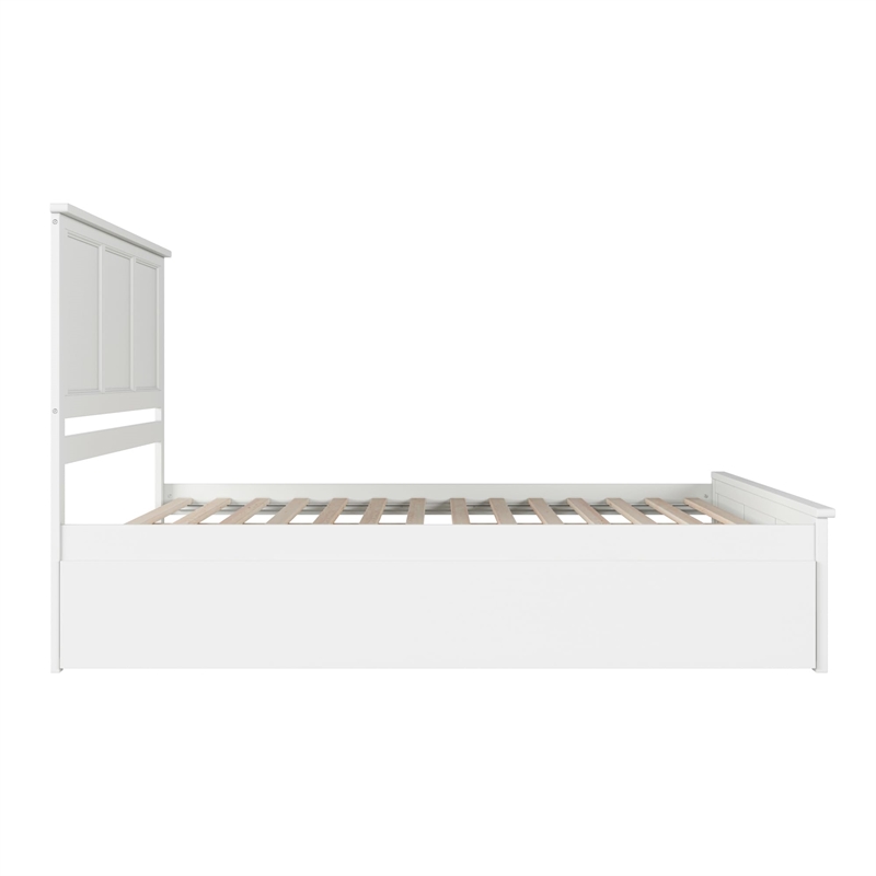 Madison King Wood Platform Bed with Matching Footboard and Trundle in White