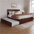 Madison King Wood Platform Bed with Matching Footboard and Trundle in Walnut