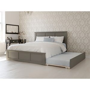 madison king wood platform bed with matching footboard & twin xl trundle in gray