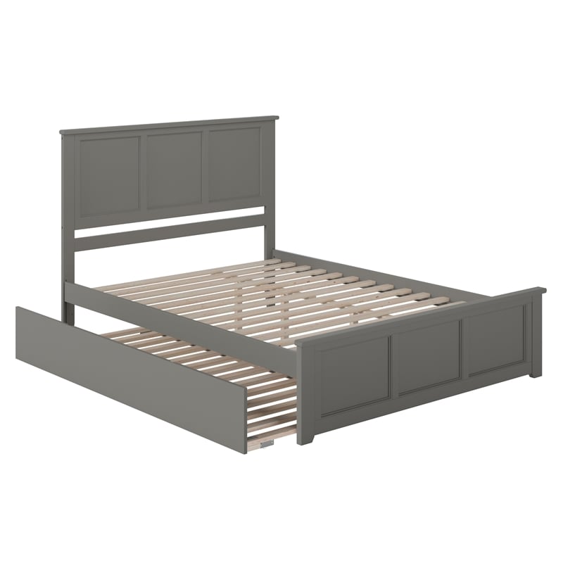 Madison King Platform Bed with Matching Footboard and Twin XL Trundle in Grey