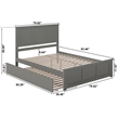 Madison King Platform Bed with Matching Footboard and Twin XL Trundle in Grey