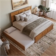 Madison King Platform Bed with Matching Footboard & Trundle in Light Toffee