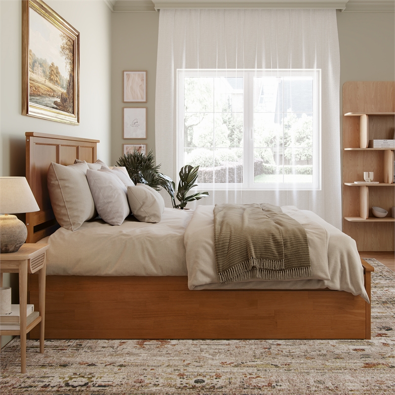 Madison King Platform Bed with Matching Footboard & Trundle in Light Toffee