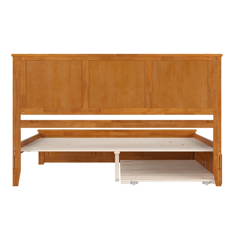 Madison King Platform Bed with Matching Footboard & Trundle in Light Toffee