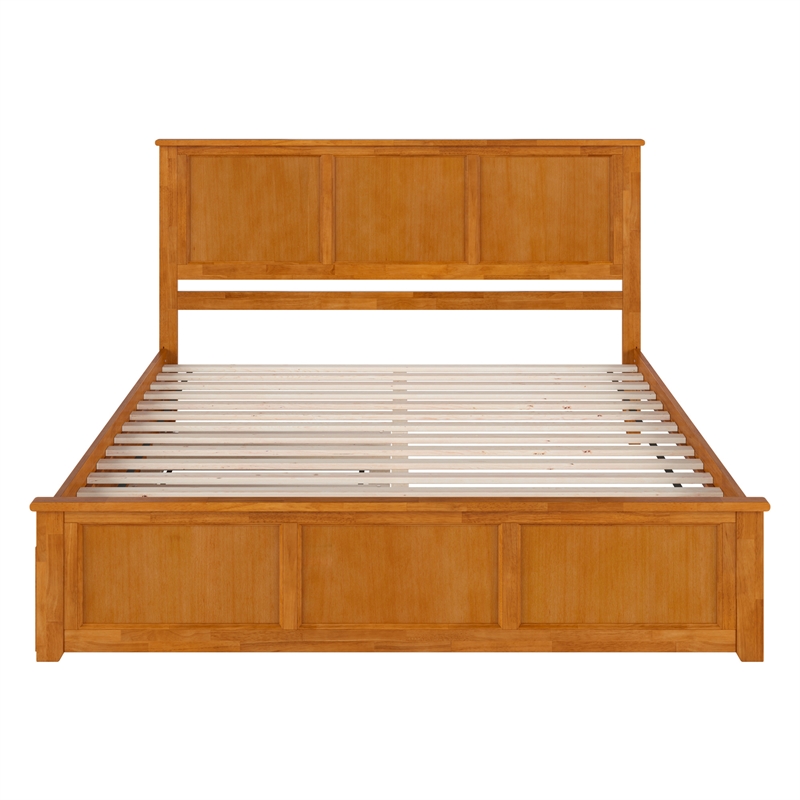 Madison King Platform Bed with Matching Footboard & Trundle in Light Toffee