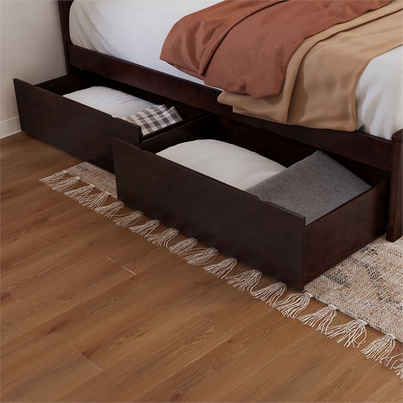 Madison King Wood Platform Bed with Matching Footboard and Drawers in Espresso