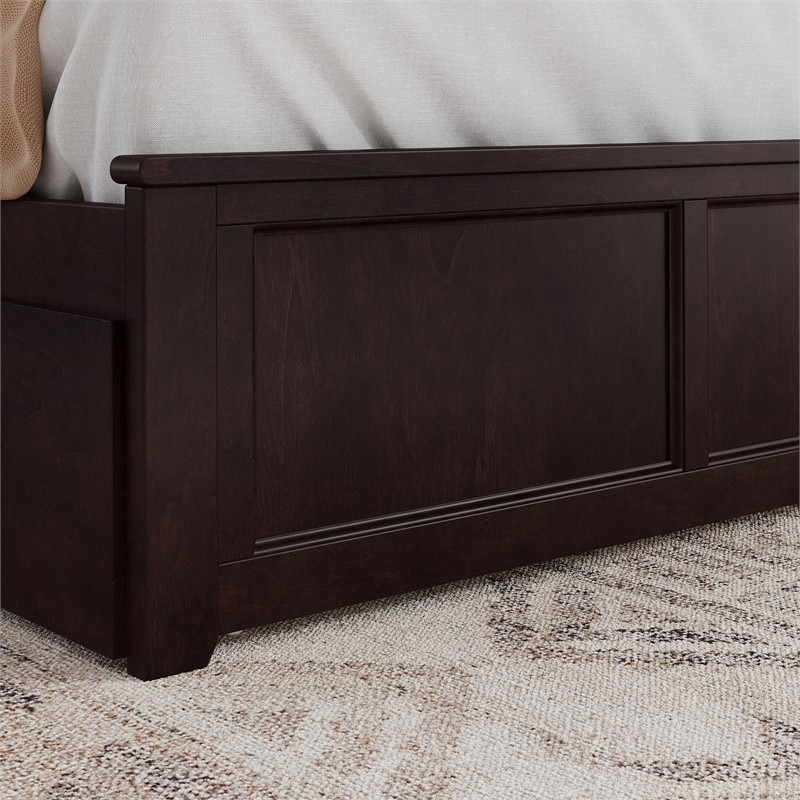 Madison King Wood Platform Bed with Matching Footboard and Drawers in Espresso