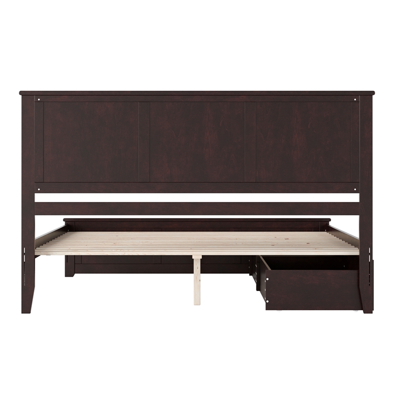 Madison King Wood Platform Bed with Matching Footboard and Drawers in Espresso