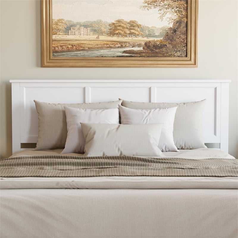 Madison King Wood Platform Bed with Matching Footboard and Drawers in White