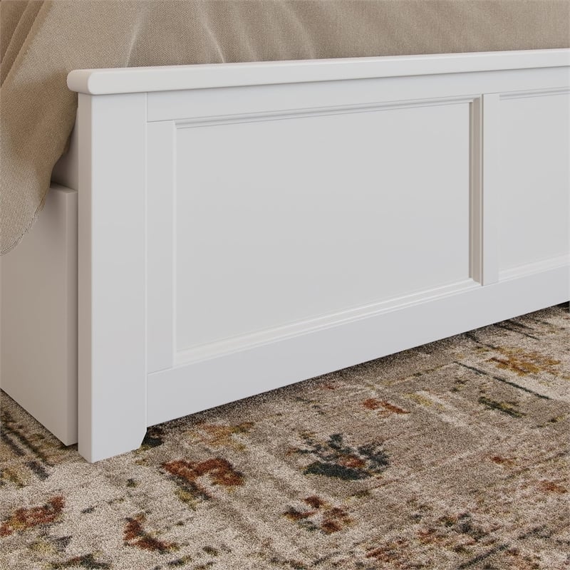 Madison King Wood Platform Bed with Matching Footboard and Drawers in White