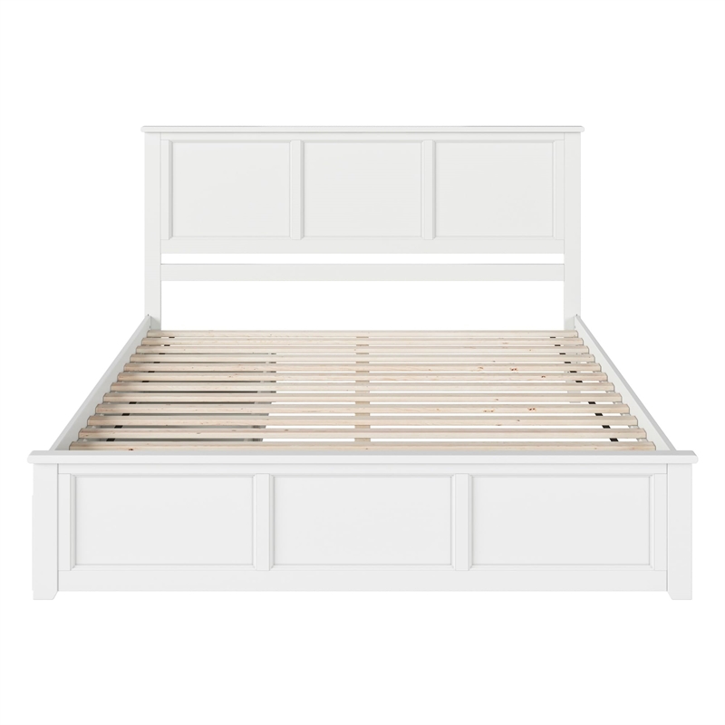 Madison King Wood Platform Bed with Matching Footboard and Drawers in White