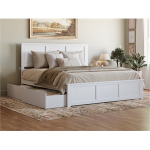 madison king wood platform bed with matching footboard and drawers in white