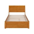 Portland Full Wood Platform Bed with Footboard and Twin Trundle in Light Toffee